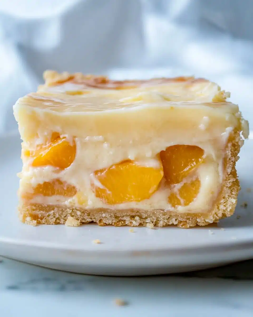 Peaches and Cream Cheesecake Bars Recipe