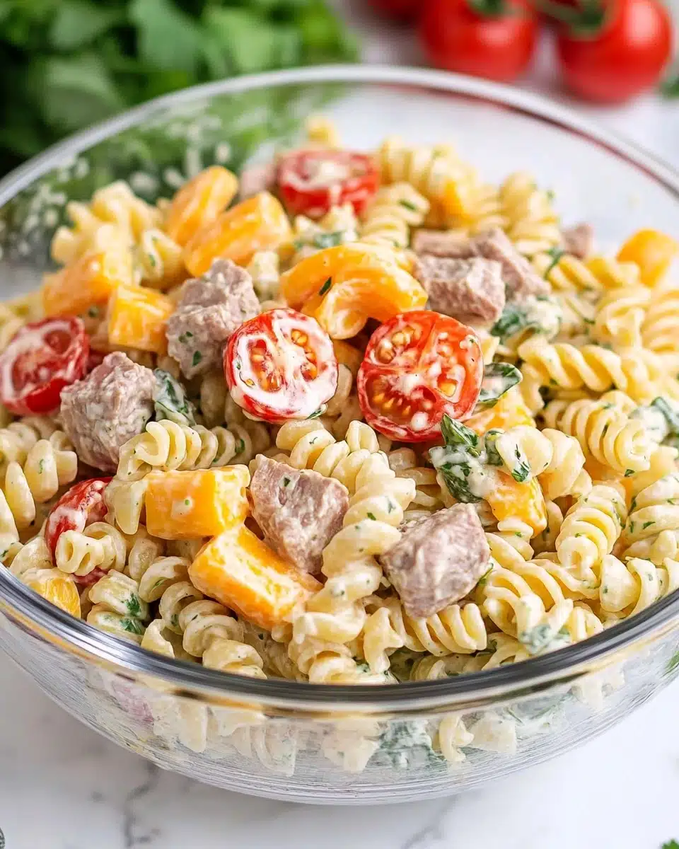 Chicken Bacon Ranch Pasta Salad Recipe