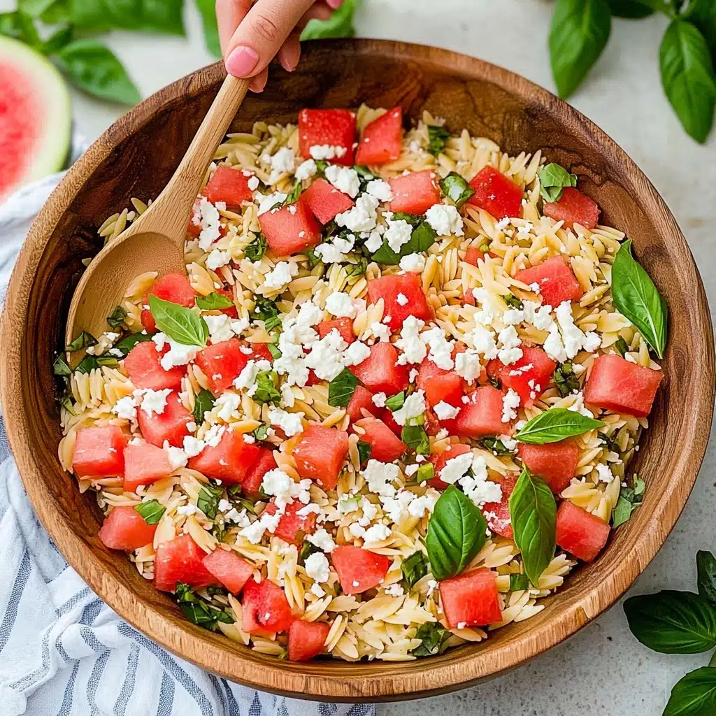 Watermelon Feta Orzo Salad with Lemon and Basil Recipe - Recipe Image