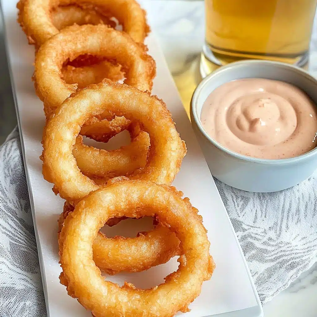 Beer Battered Onion Rings (with Red Pepper Aioli) Recipe - Recipe Image