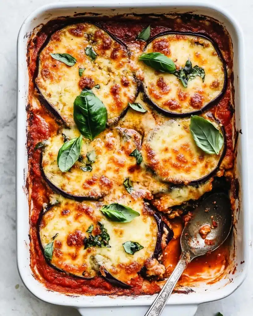 Cheesy Marinara Baked Eggplant Slices Recipe