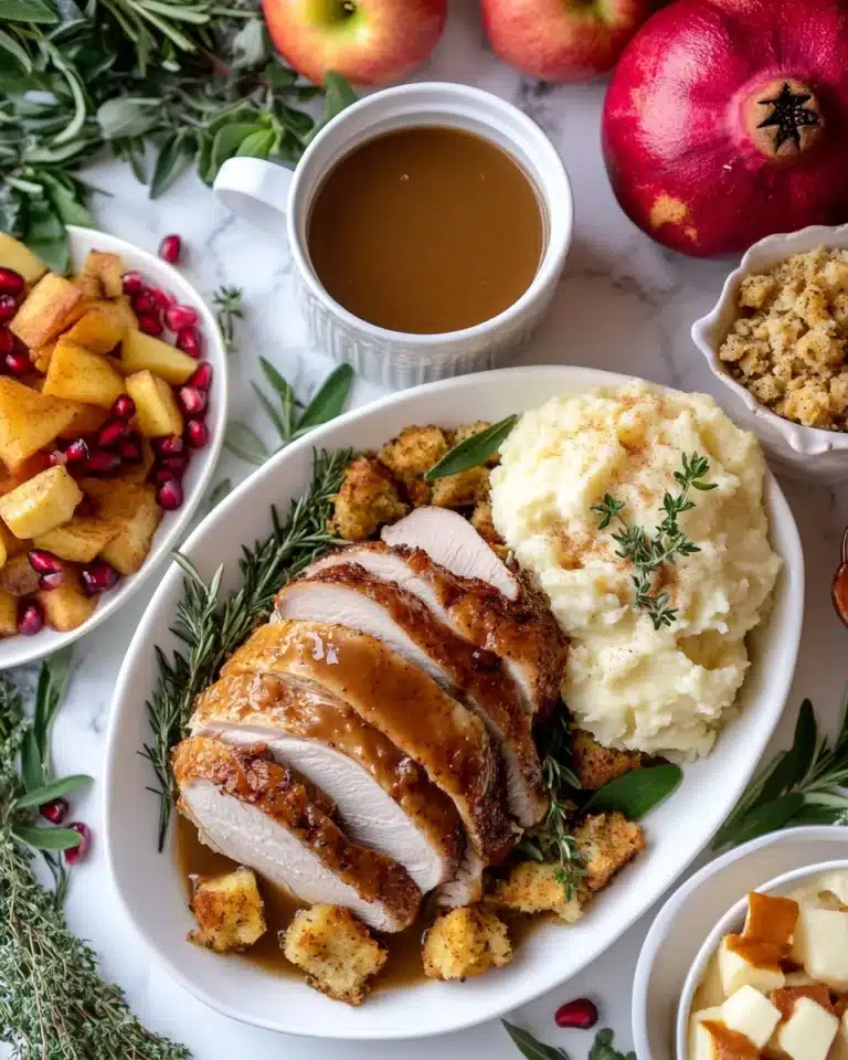 Butter and Herb Turkey Breast Roast with Easy Pan Gravy Recipe