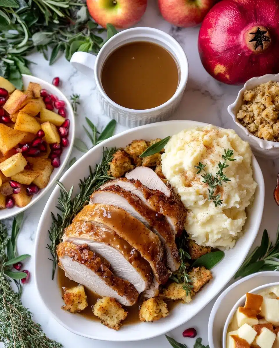 Butter and Herb Turkey Breast Roast with Easy Pan Gravy Recipe