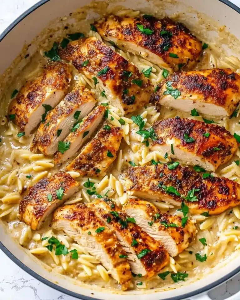 Creamy Parmesan Orzo with Chicken and Asparagus Recipe