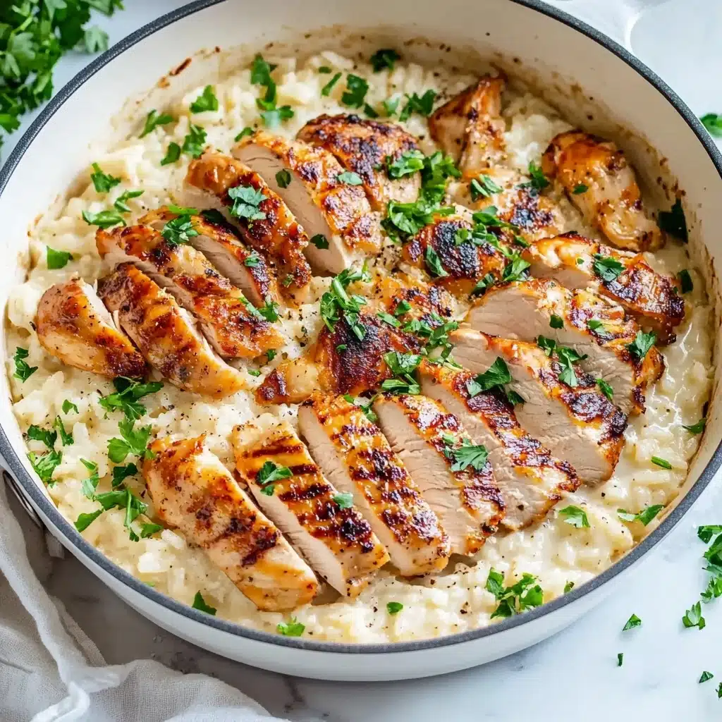 Creamy Parmesan Orzo with Chicken and Asparagus Recipe - Recipe Image