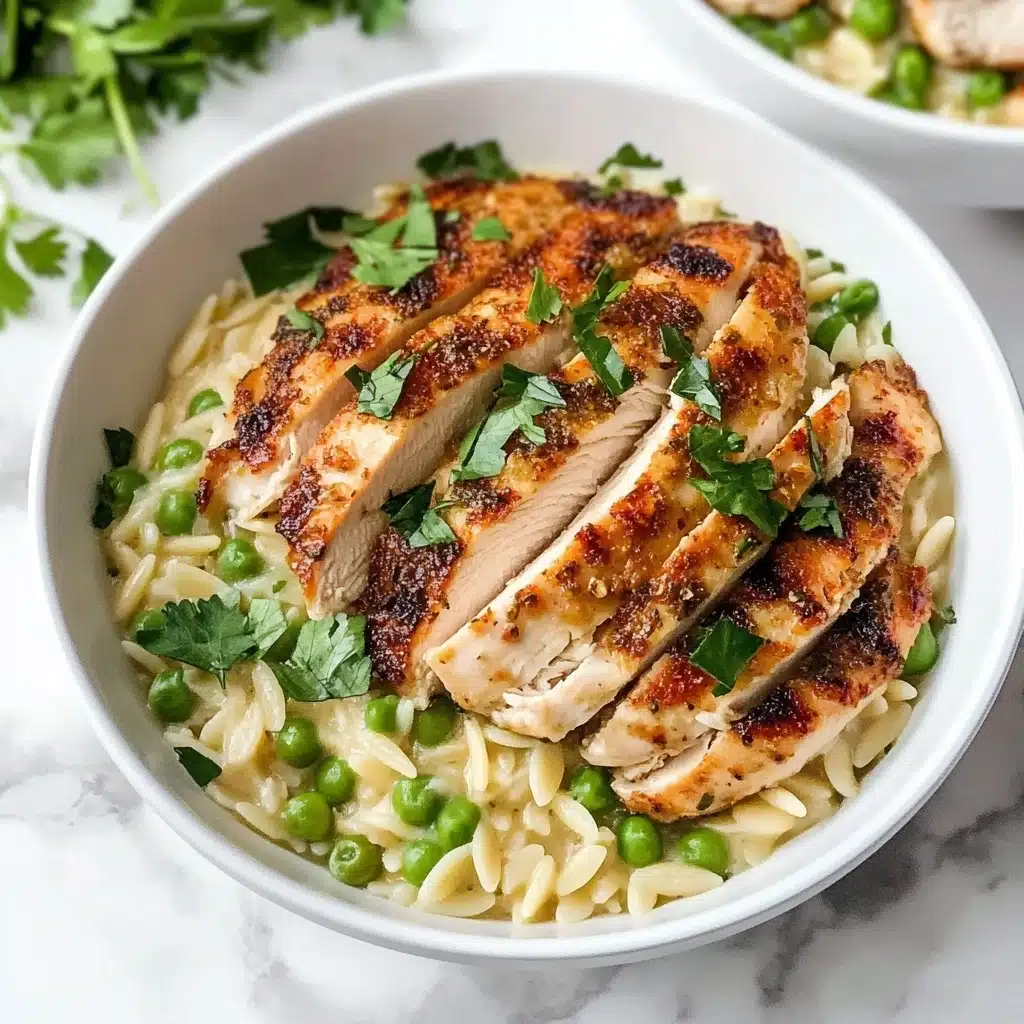 Creamy Parmesan Orzo with Chicken and Asparagus Recipe - Recipe Image