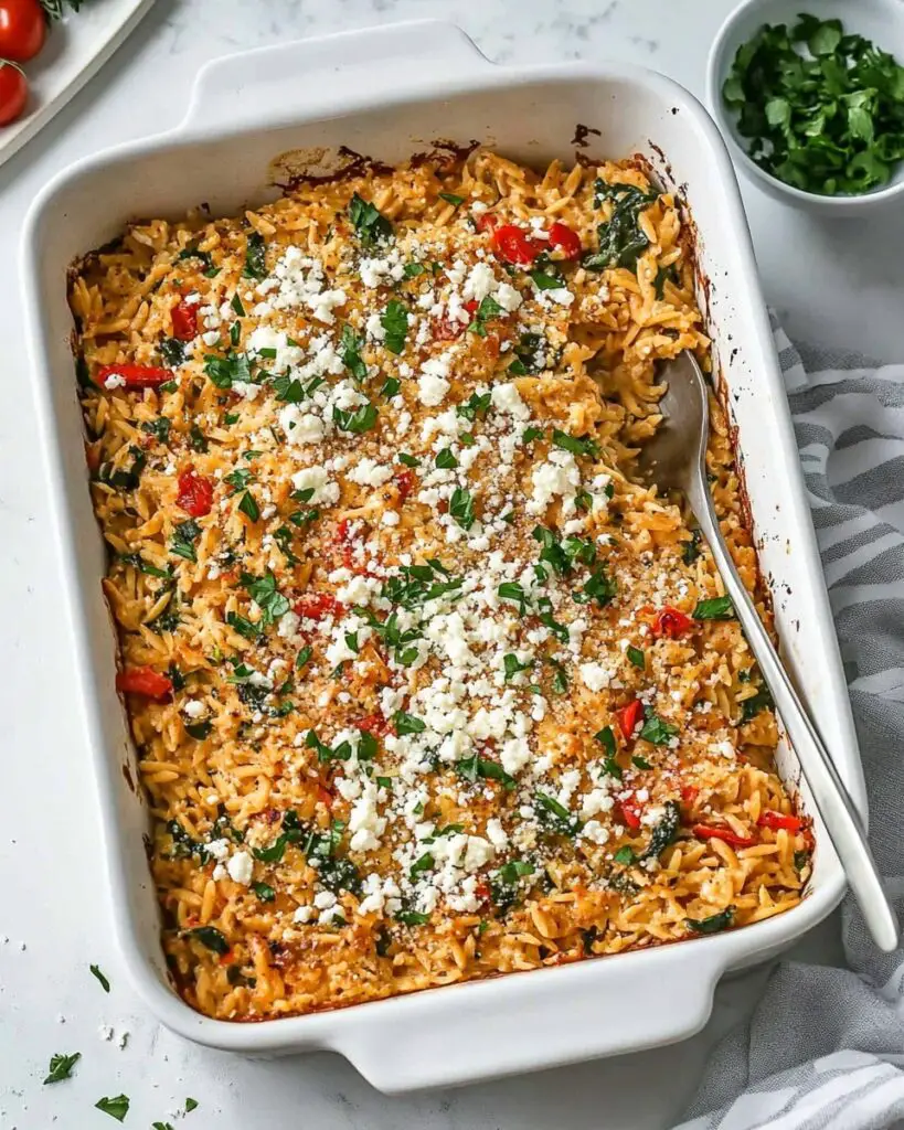 Greek Chicken Orzo Bake Recipe