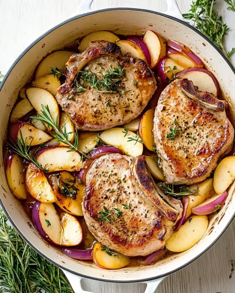 One Pan Pork Chops with Apples and Onions Recipe