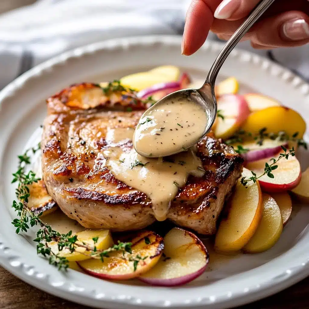 One Pan Pork Chops with Apples and Onions Recipe - Recipe Image