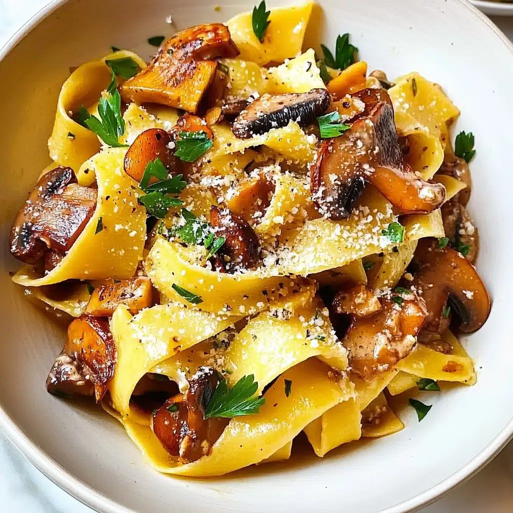 Creamy Mushroom Pappardelle Pasta Recipe - Recipe Image