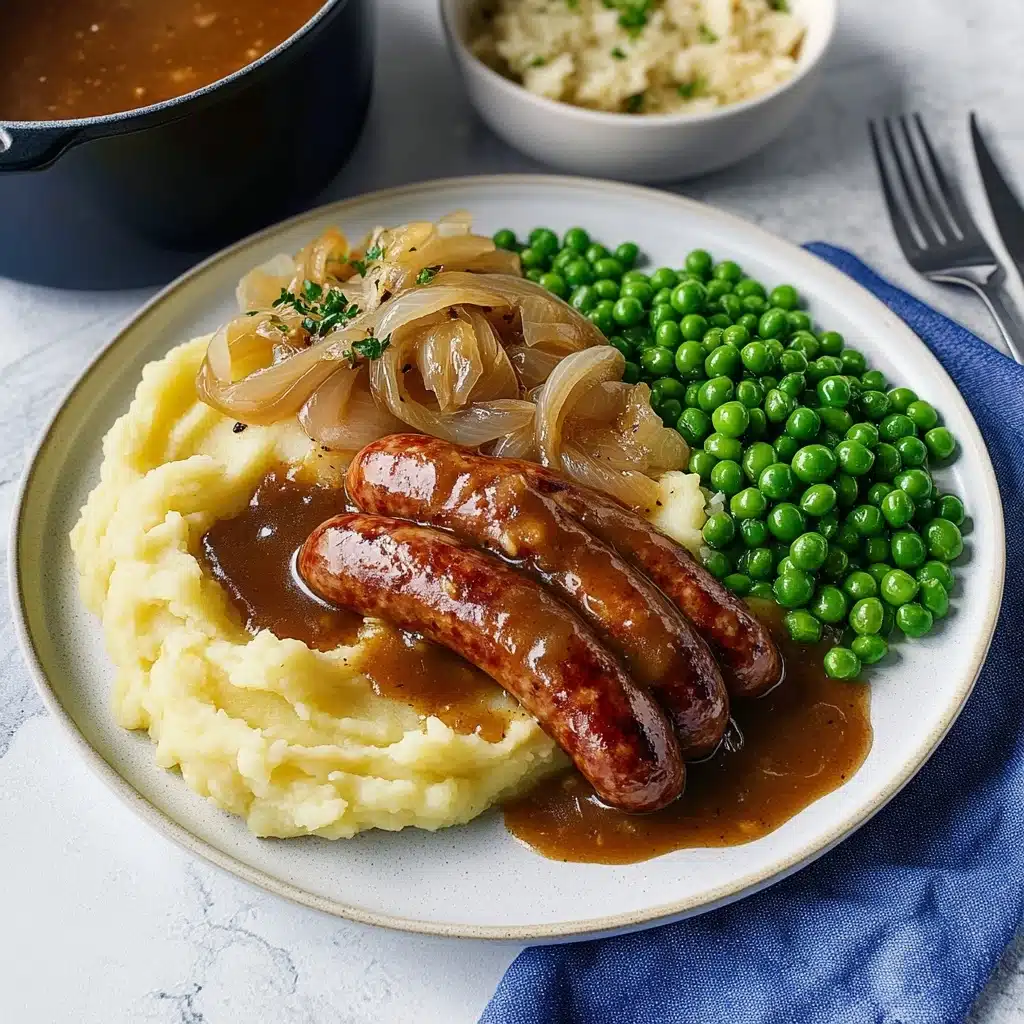 Sausage and Mash with Onion Gravy Recipe - Recipe Image