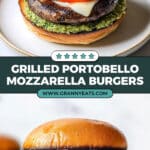 Portobello Mushroom Burger with Mozzarella, Roasted Peppers and Pesto Mayo Recipe