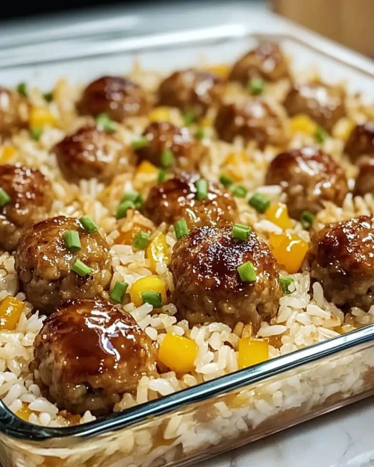 Honey Garlic Meatball Rice Bake Recipe