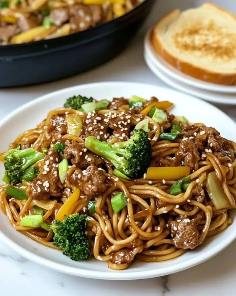 Mongolian Ground Beef and Noodles with Vegetables Recipe