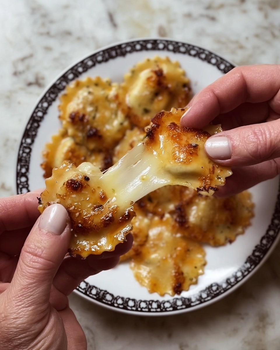 A close-up view of a small tart held between two fingers with white and silver nail polish, showing its delicate layers; the tart has a crispy, light golden brown shell that looks ruffled at the edge, filled with a glossy, smooth golden-yellow custard topped with a shiny caramelized brown layer that appears sticky and rich. In the background, there is a round white plate filled with several similar tarts, all on a smooth white marbled surface. photo taken with an iphone --ar 4:5 --v 7