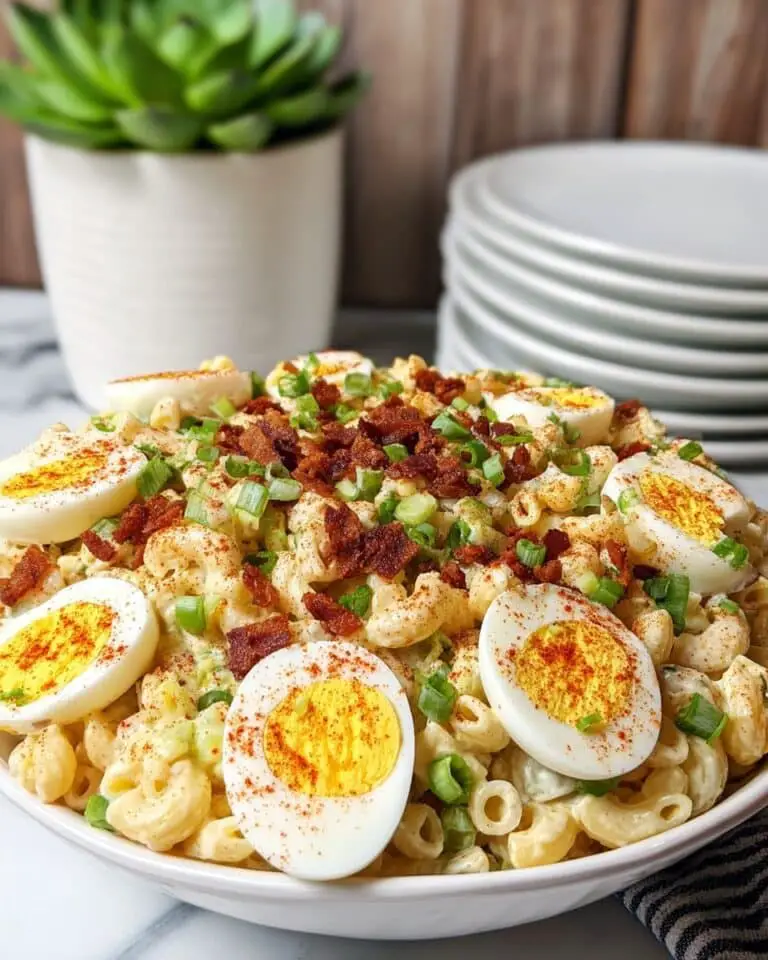 Deviled Egg Macaroni Salad with Bacon Recipe