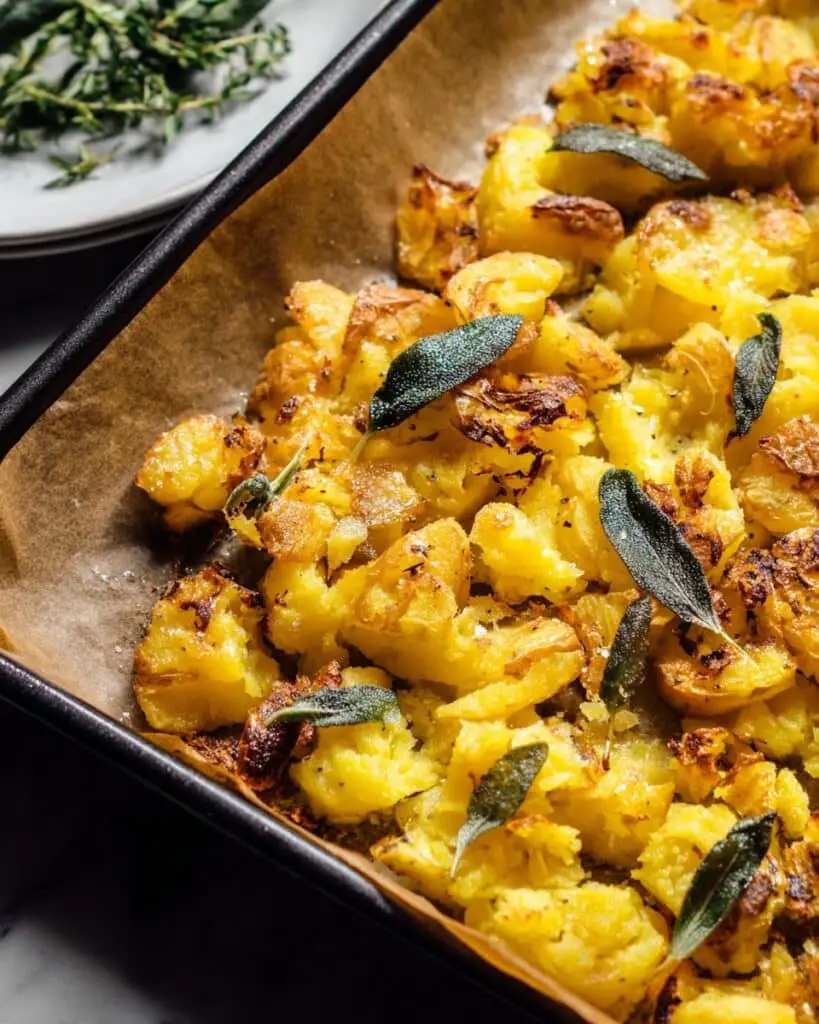 Crispy Brown Butter Sage Smashed Potatoes Recipe