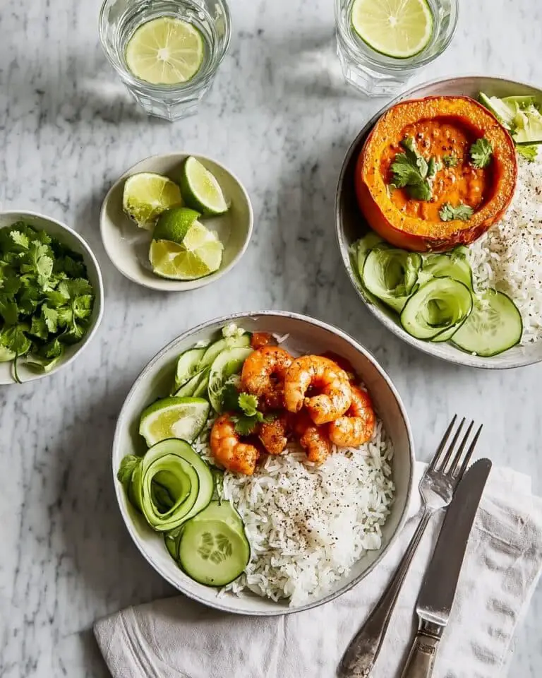 Baked Baby Pumpkin with Red Curry Prawns Recipe