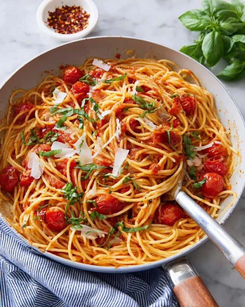 Cherry Tomato Pasta with Basil and Parmesan Recipe