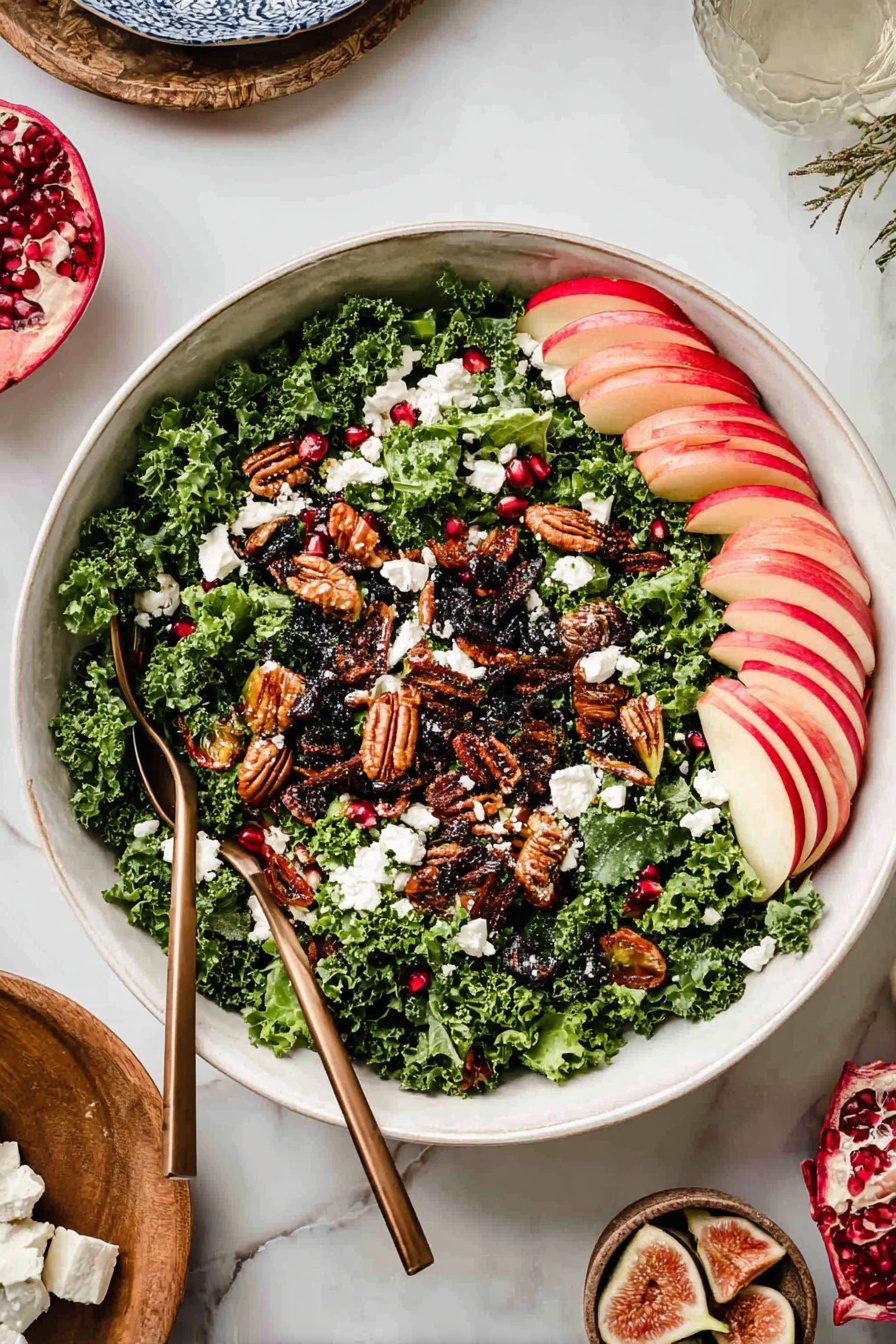 Fall Harvest Kale Salad with Apple, Figs, Pomegranate, and Toasted Pecans Recipe - Serving