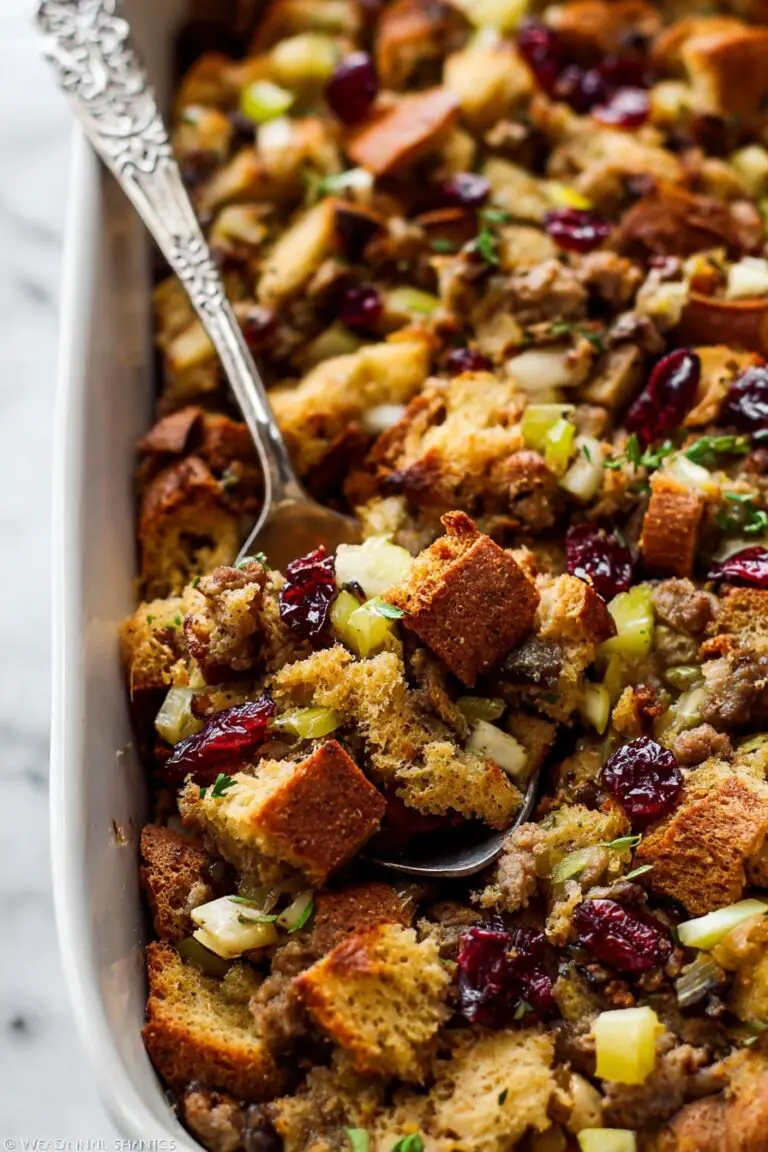 Sausage and Herb Stuffing with Apples and Cranberries Recipe