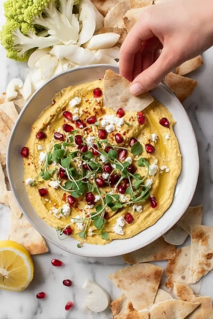 Butternut Squash Hummus with Pomegranate, Feta & Fresh Herbs Recipe