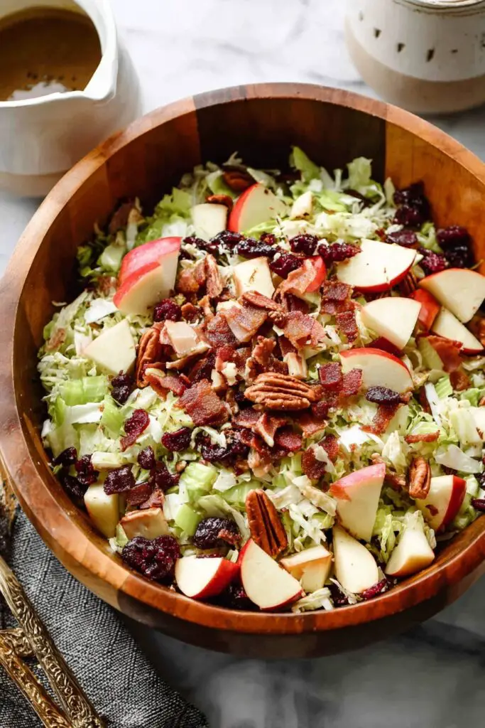 Brussels Sprout Salad with Cranberries, Apples, Pecans, and Maple Balsamic Vinaigrette Recipe