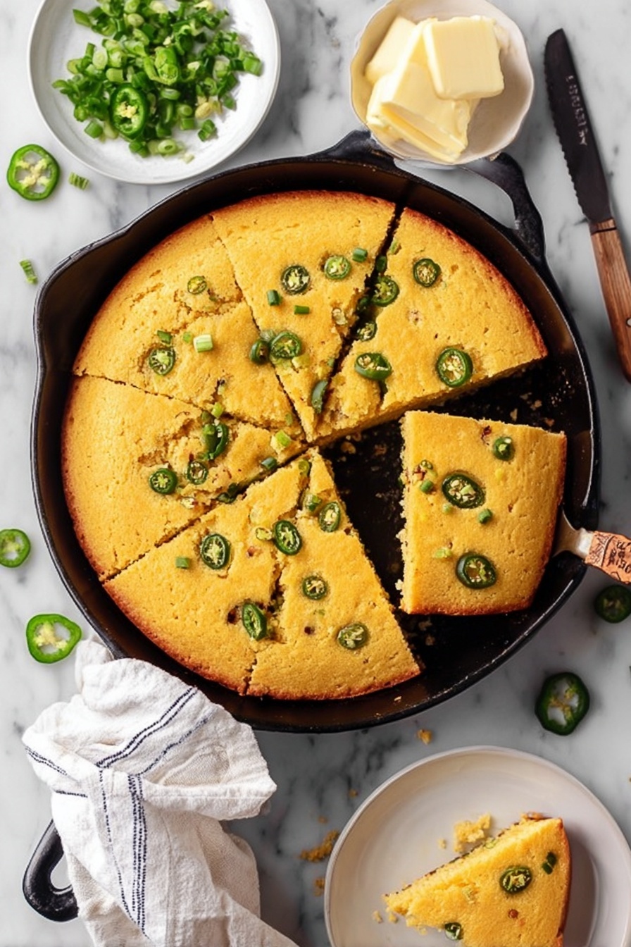 Spicy Jalapeño Cornbread with Cheddar Recipe - Serving