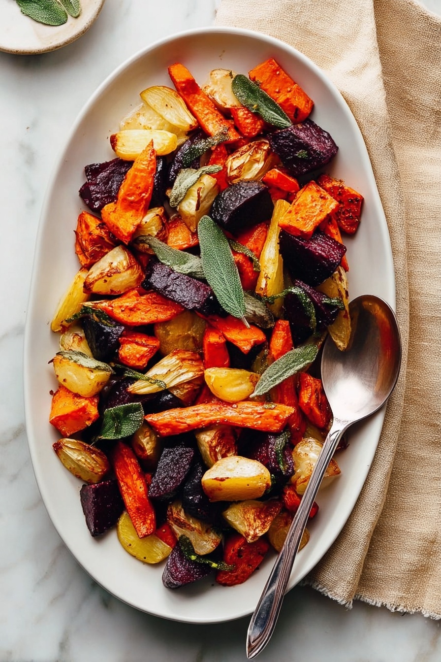 Roasted Root Vegetables with Crispy Sage Recipe - Serving