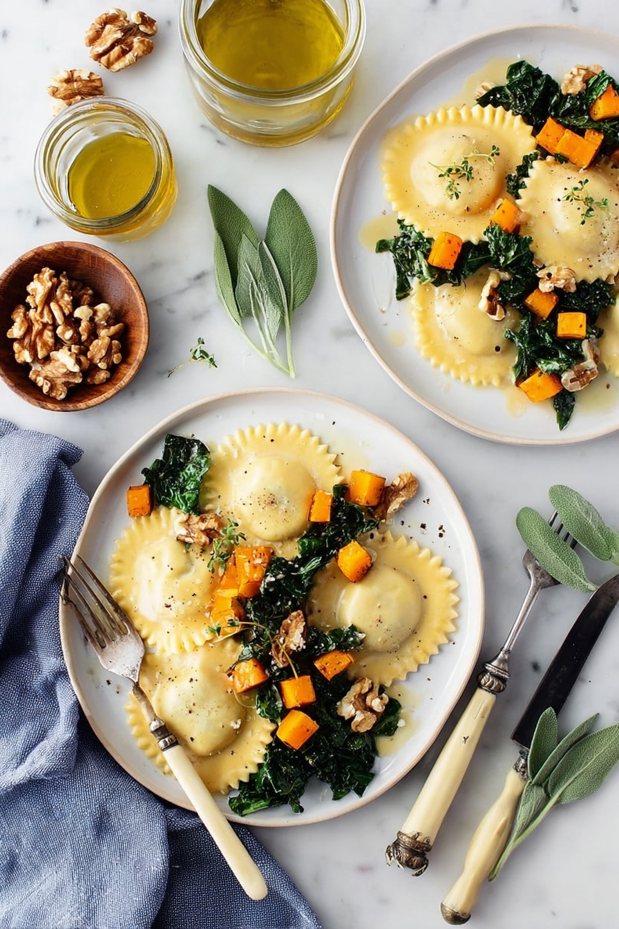 Butternut Squash Ravioli with Sage Walnut Sauce Recipe - Serving