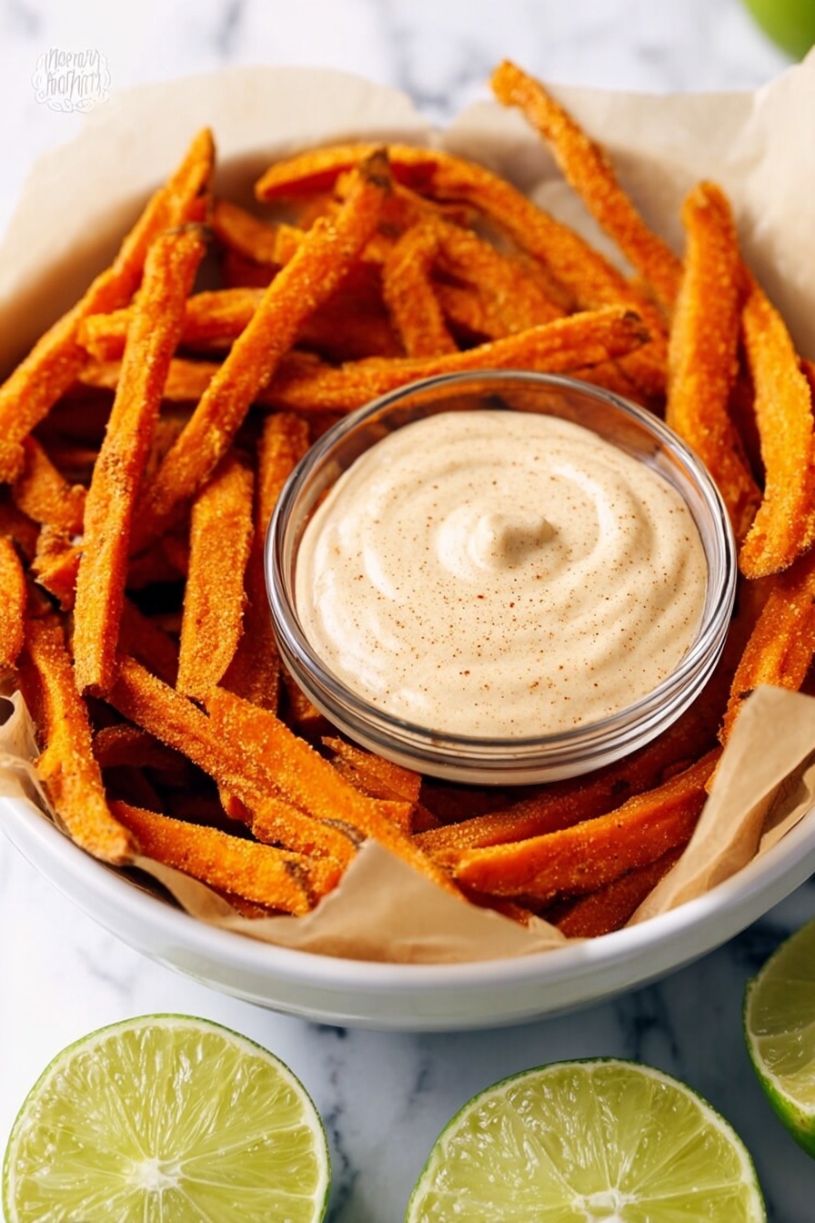 Sweet Potato Fries with Chipotle Lime Dipping Sauce Recipe - Serving