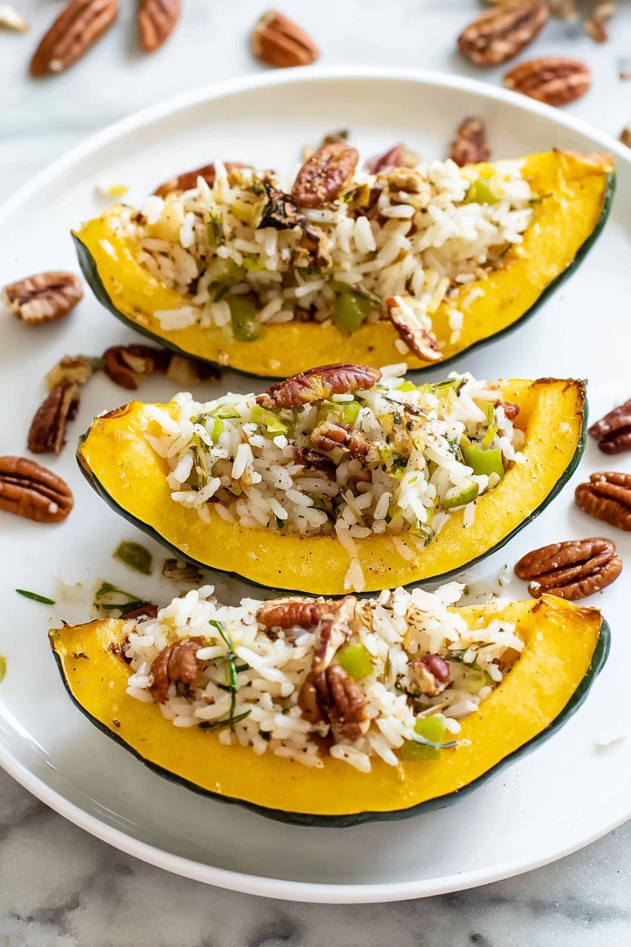 Stuffed Acorn Squash with Herbed Rice, Pecans, and Cheese Recipe - Serving