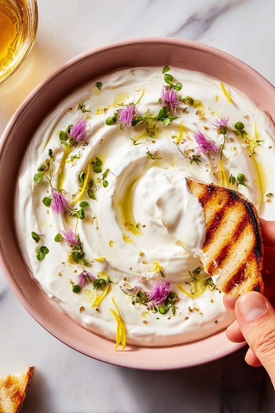 Whipped Ricotta with Honey, Lemon Zest, and Thyme on Crostini Recipe