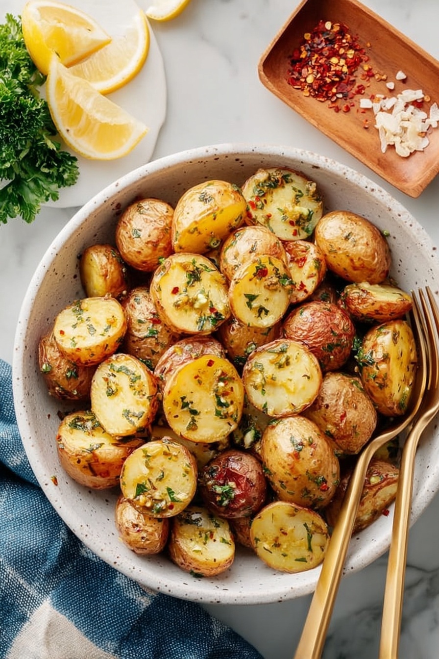 Oven Roasted Potatoes with Lemon Herb Dressing Recipe - Serving