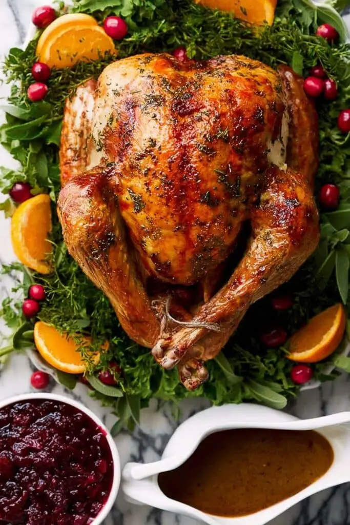 Juicy Roast Turkey with Herb Butter and Garlic Gravy Recipe