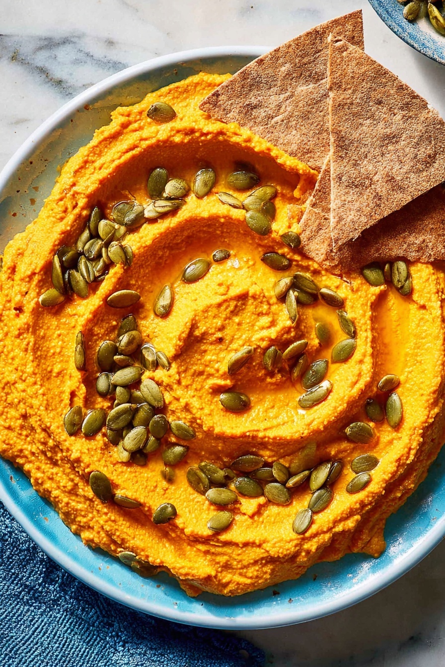 Pumpkin Hummus with Roasted Pumpkin Seeds Recipe - Serving