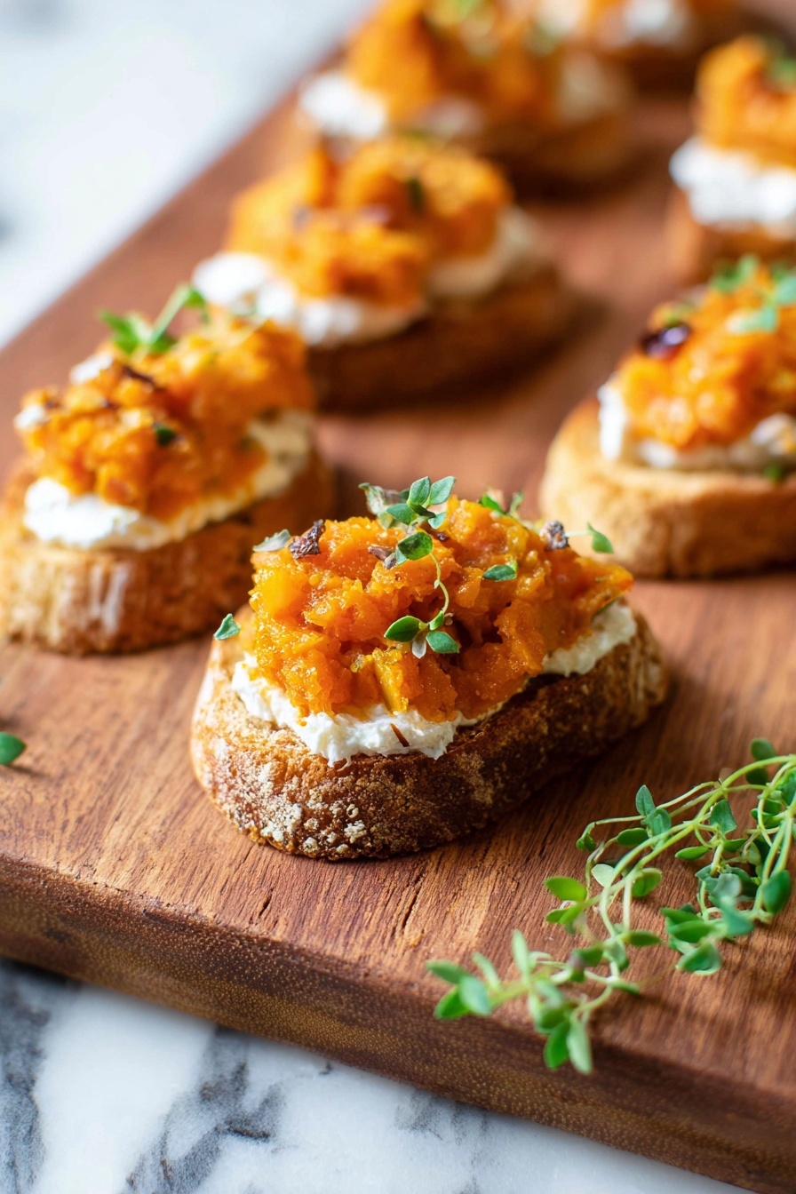 Butternut Squash Crostini with Honey and Mint Recipe - Serving