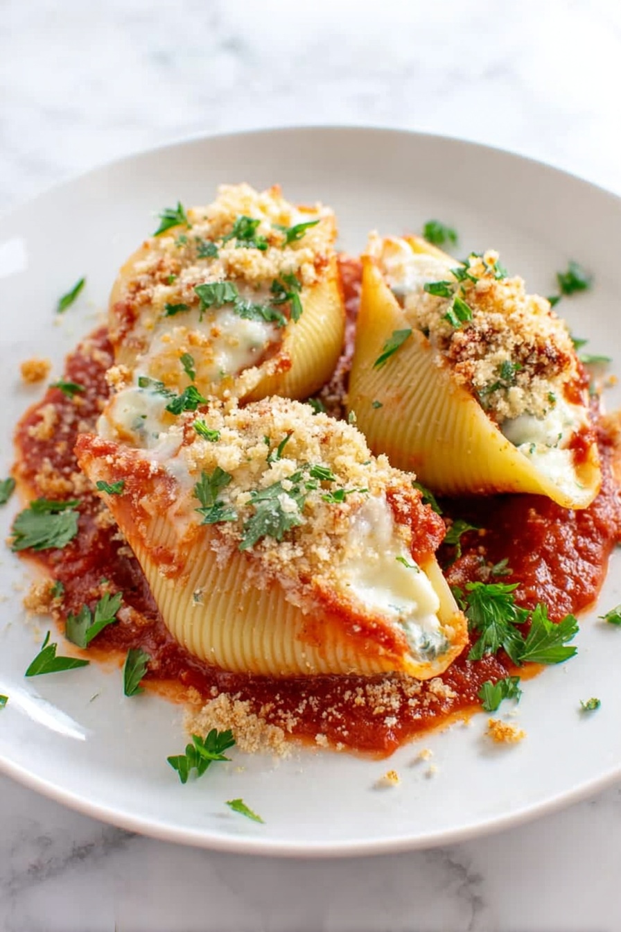 Chicken Parmesan Stuffed Shells Recipe - Serving