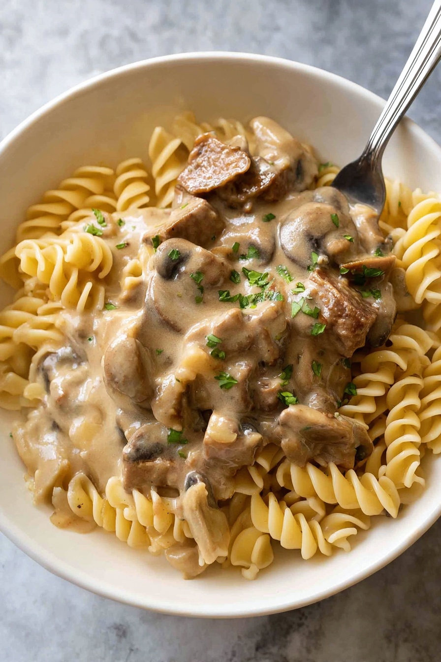 Beef Stroganoff Recipe with Mushrooms Recipe - Serving