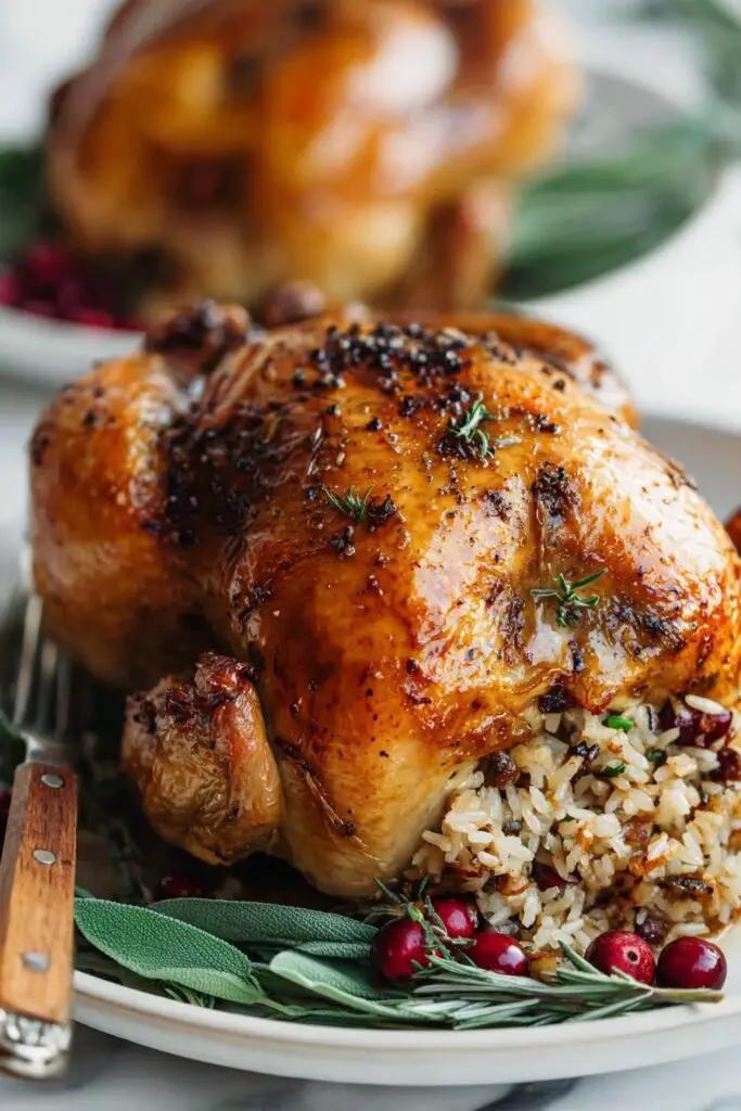 Stuffed Cornish Hens with Apple Cranberry Glaze Recipe