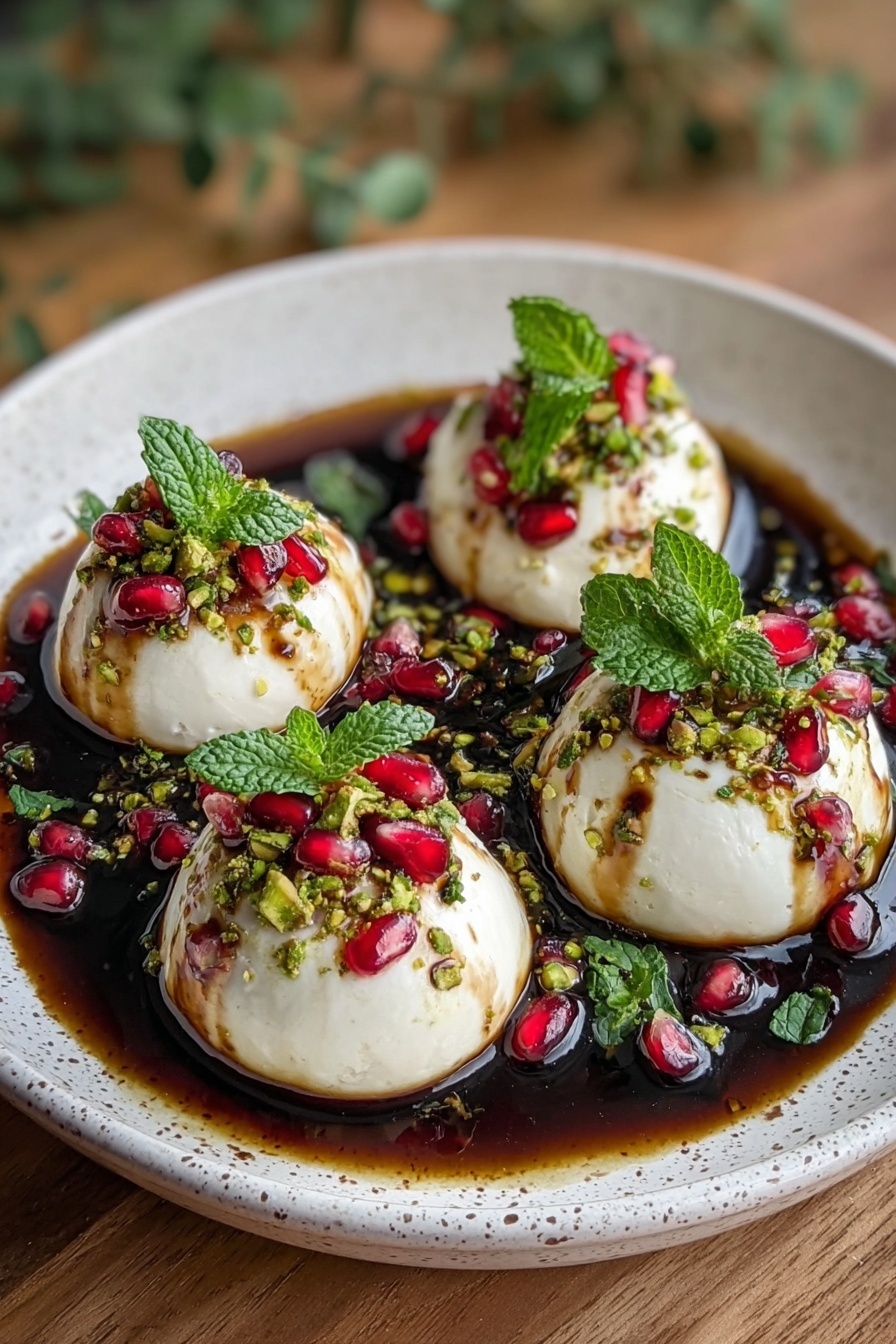Burrata Ball Appetizer with Pomegranate and Pistachios Recipe - Serving