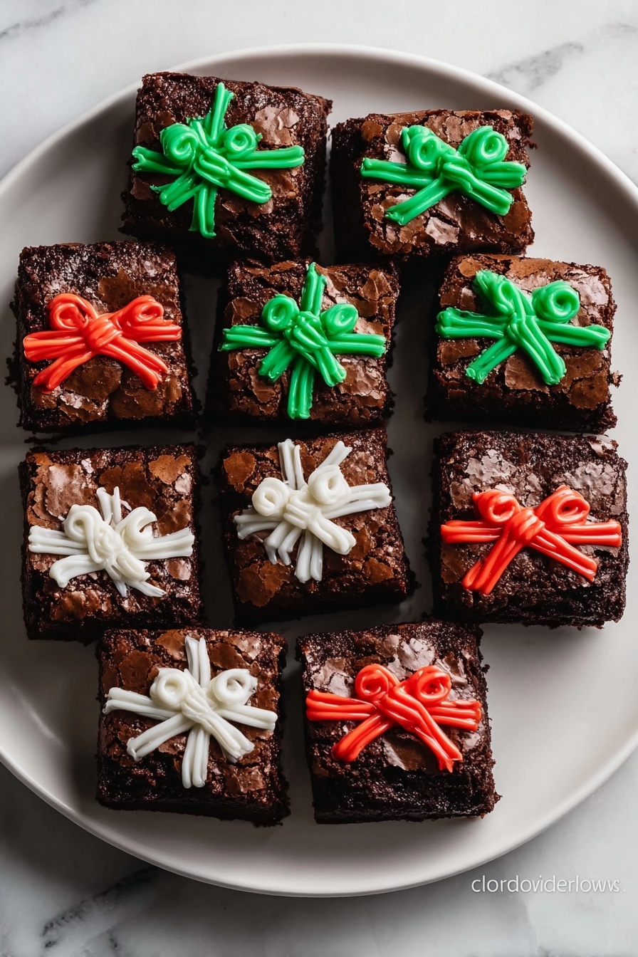 Festive Chocolate Brownie Gift Bars Recipe - Serving