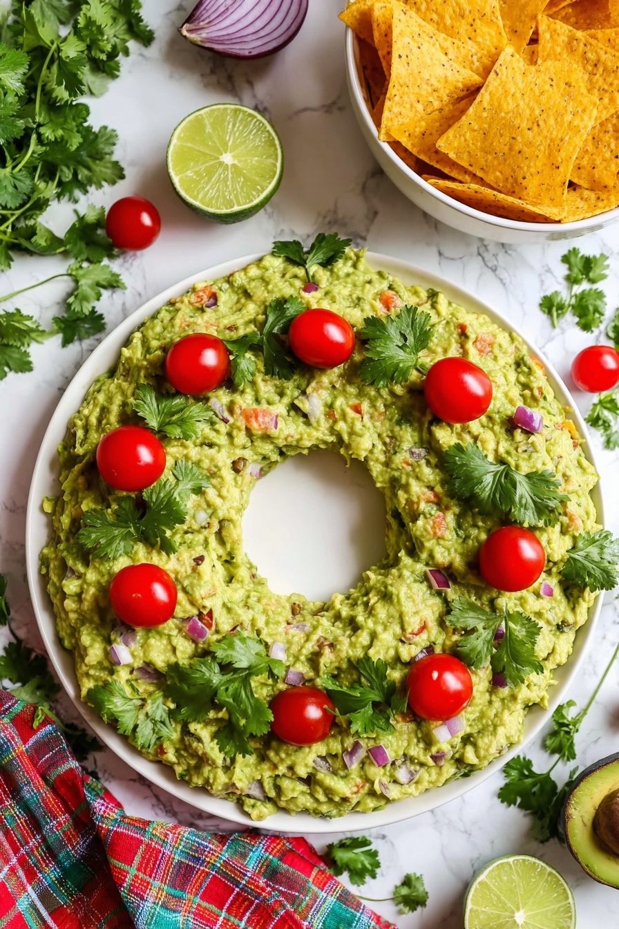 Christmas Guacamole Wreath Recipe - Serving