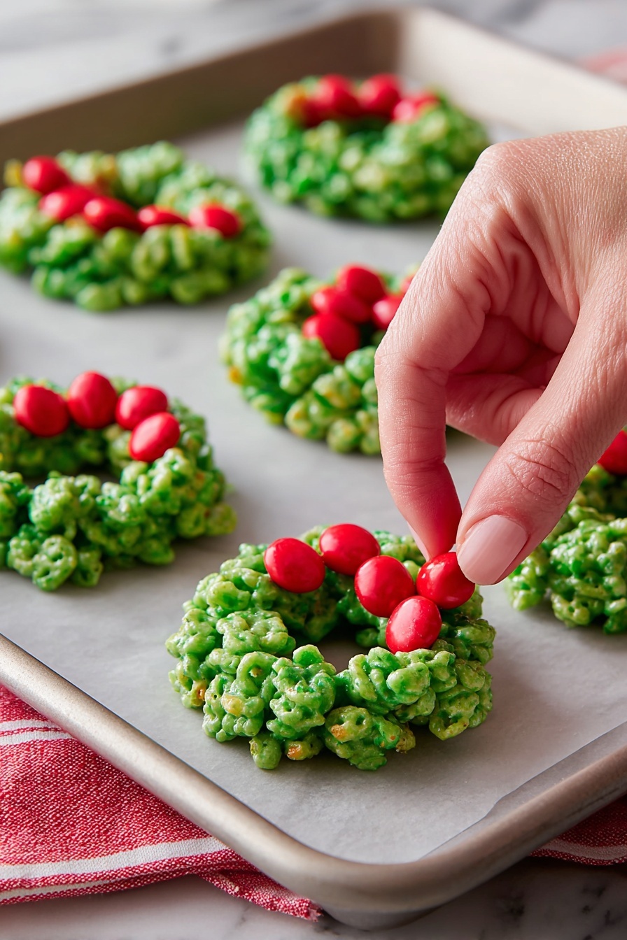 Green Cornflake Wreaths for Christmas Recipe - Serving