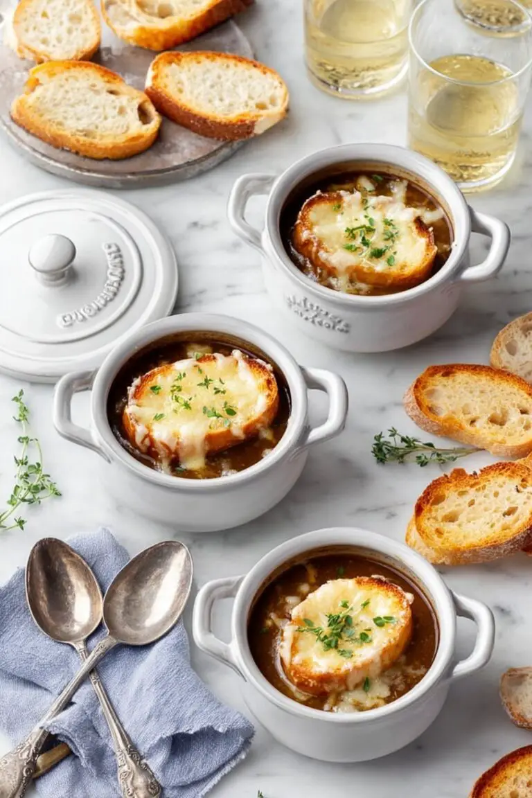 French Onion Soup with Baguette Topping Recipe