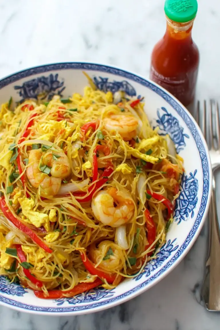 Singapore Rice Noodles with Shrimp and Curry Recipe