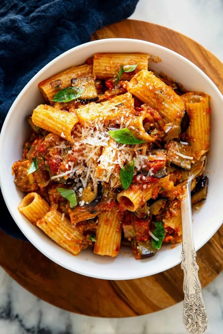 Roasted Eggplant Pasta with Marinara Recipe