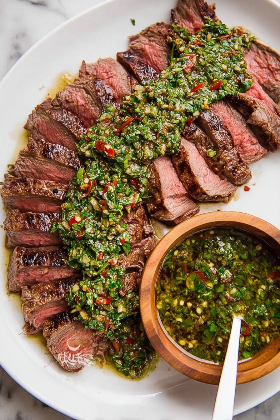 Chimichurri Flank Steak Recipe - Serving