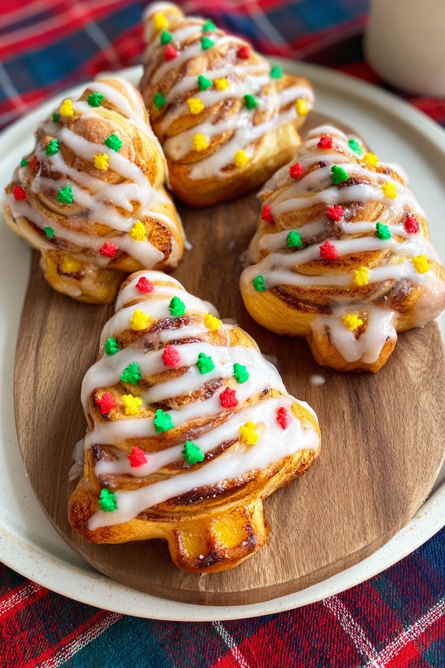 Christmas Tree Cinnamon Rolls Recipe - Serving