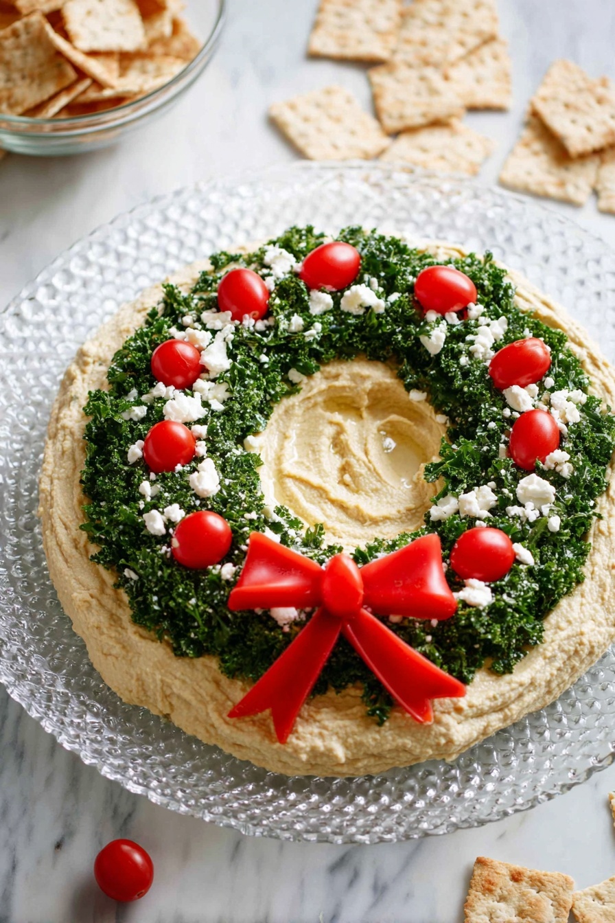 Christmas Hummus Wreath Recipe - Serving